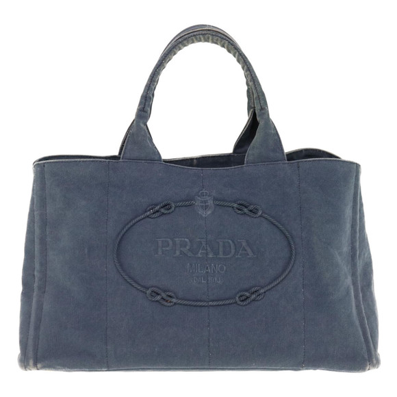 PRADA Canapa GM Tote Bag Canvas Navy Auth yk10287 - Picture 13 of 16